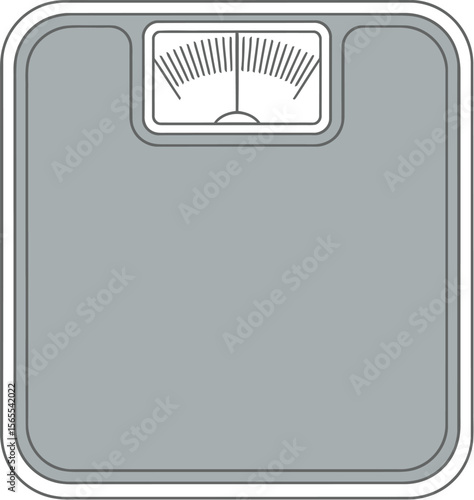 Simple flat design illustration of a bathroom scale representing weight measurement and body health monitoring.