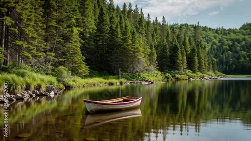 Boat on the beautiful scenic lake
