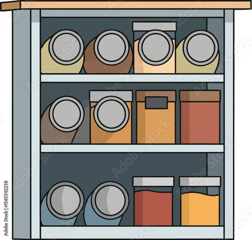 A colorful pantry featuring a collection of spices and seasonings within various jars and containers for culinary use