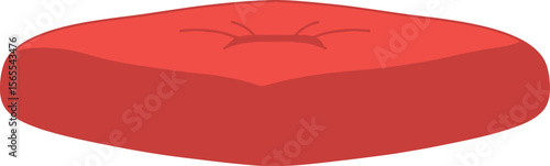 Simple illustration of a red puffy cushion or pillow with button detail for decoration and interior design.