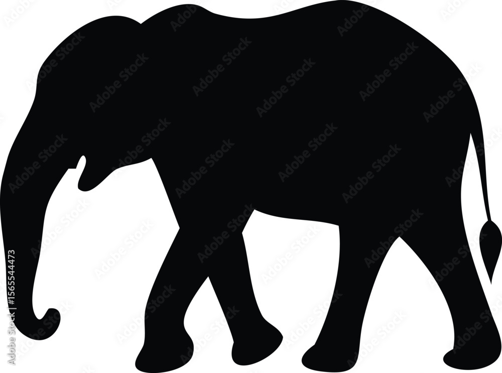 Fototapeta premium A majestic african elephant walking gracefully in a bold black silhouette