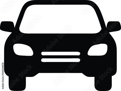 Front view of a black car icon with headlights and grille silhouette