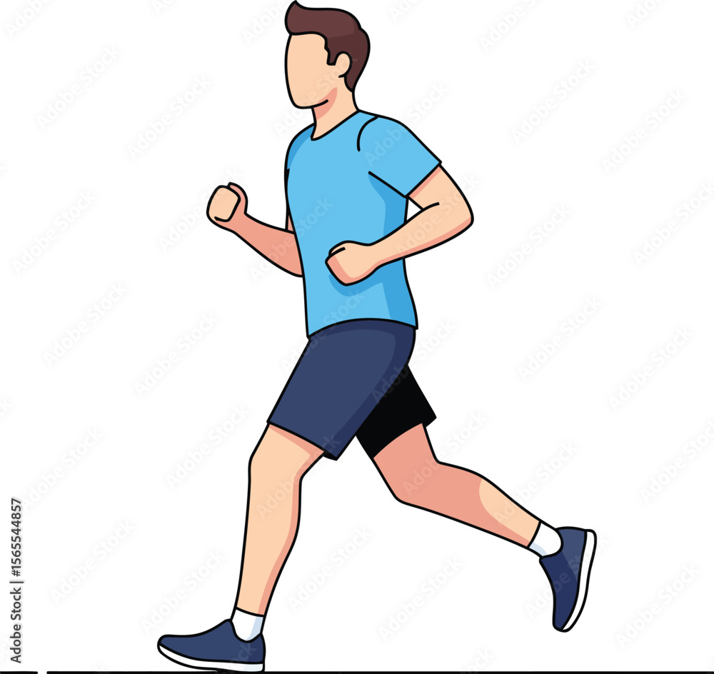 A young man in active wear is running forward suggesting an illustration of fitness and a healthy lifestyle A young man in active wear is running forward suggesting an illustration of fitness and a healthy lifestyle