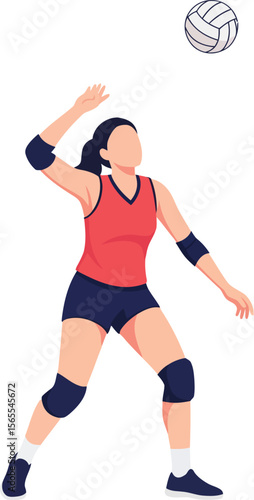 Volleyball player spiking the ball with determination showing the power of team sports and activity