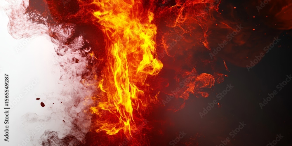 Fototapeta premium a flame with a black background, isolated on a white background, high resolution. 