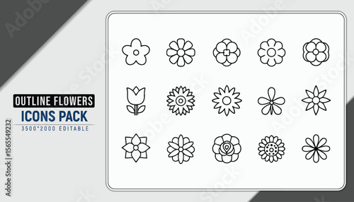 Floral Icon Pack: A curated pack of beautifully illustrated floral icons offers a versatile collection of botanical designs. Embrace simplicity, artistic expression.