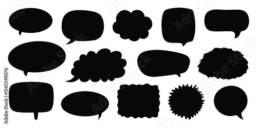set of black and white speech bubbles