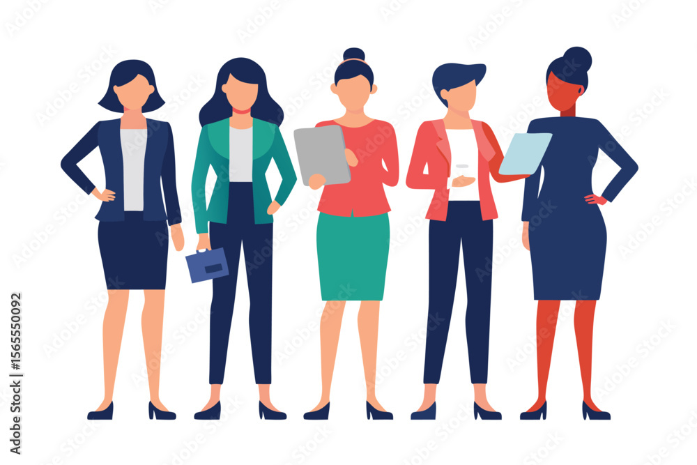 Fototapeta premium Flat vector business women set
