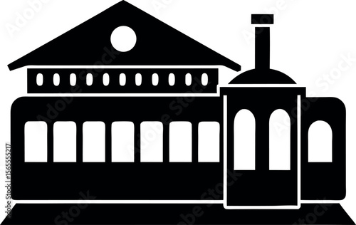 Colonial Building with Chimney Icon


