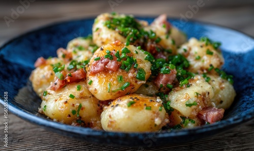 Fototapeta Naklejka Na Ścianę i Meble -  Raspeballer dish on smoky blue plate
