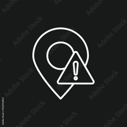 Map Location Pin Warning Icon for Travel Alerts, GPS Navigation Errors, and Dangerous Area Notifications