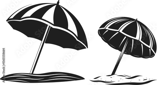 Beach Umbrella Illustration Classic Summer Shade Design
