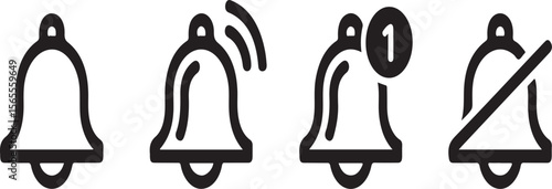 Bell notification alert sound mute icon set vector
