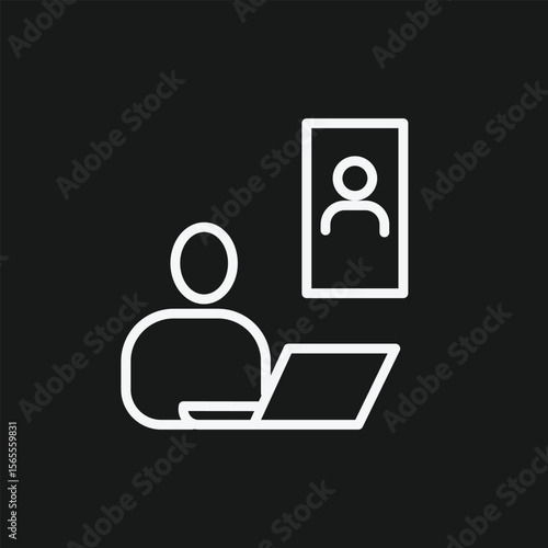 One-on-One Video Call and Online Meeting Icon for a Virtual Interview or Remote Consultation