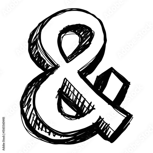 Bold hand-drawn ampersand symbol on white background  