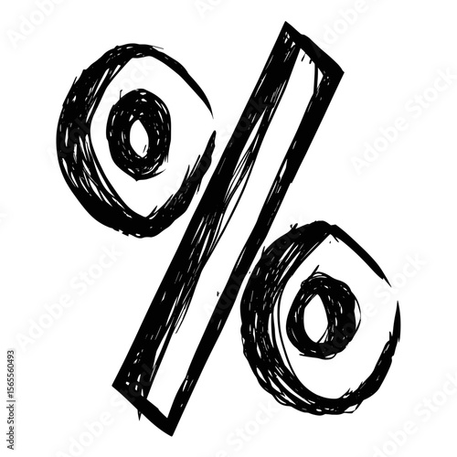 Hand-drawn percentage sign in black ink on white background  