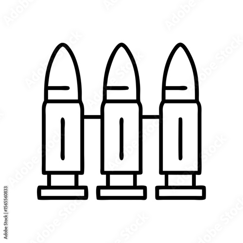 Stylized depiction of three bullets lined up for use in weaponry