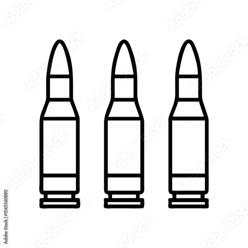 Three stylized bullets isolated on a white background for use in graphic design