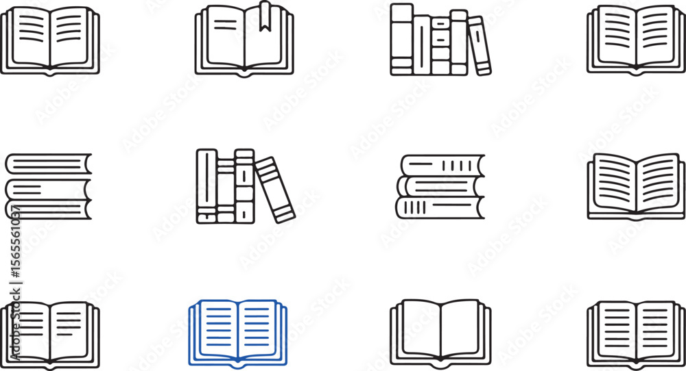 Fototapeta premium Open books and stacked books collection literature reading