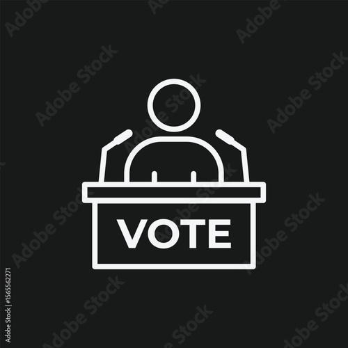 Political Candidate Giving a Campaign Speech at a Podium to Encourage Voting in an Election