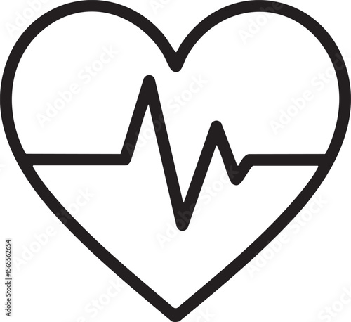 Heartbeat Symbol with Heart Outline A Simple Icon for Health Love and Vitality Representation black white