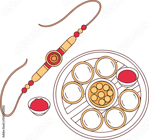 raksha bandhan thali with rakhi festival art