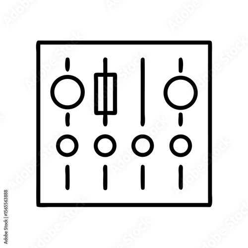 Abstract representation of a sound mixing board with level indicators for volume