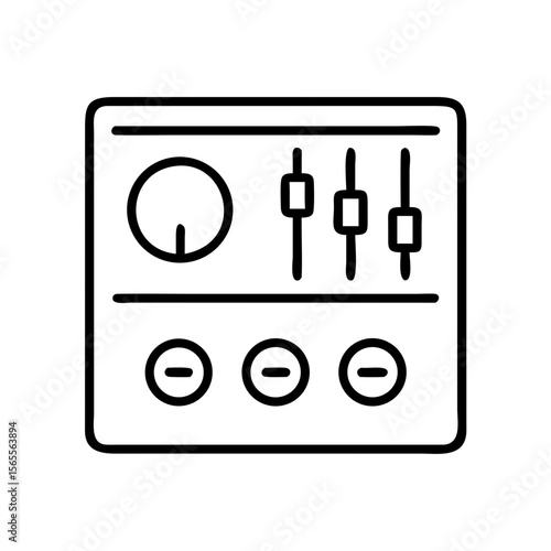 Simple audio mixing console illustration with sliders and knob control elements