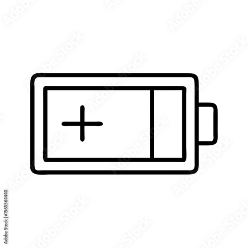 Stylized Low Battery Symbol with Plus Sign, Hand Drawn Style Graphic