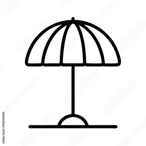 Minimalist Drawing of a Beach Umbrella Protecting from the Sun