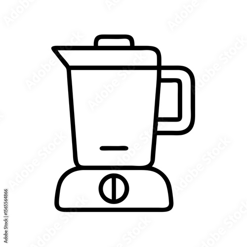 Black and white minimalist blender illustration for kitchen appliance iconography