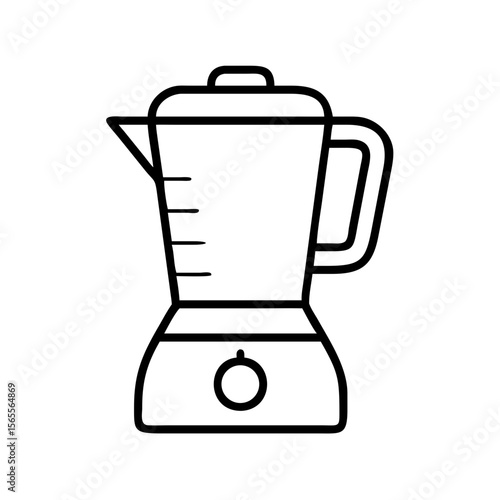 A simple line art drawing of a kitchen blender with measurements