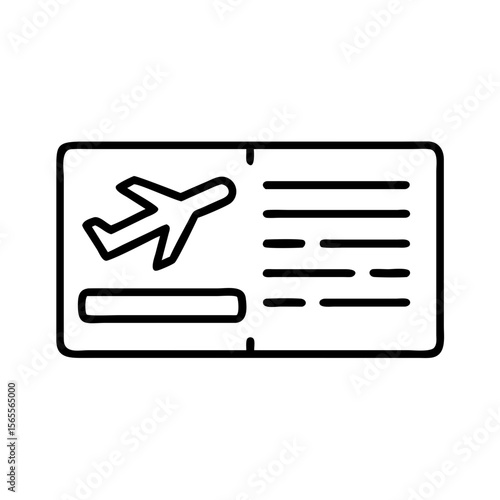 Simple stylized boarding pass graphic representing travel by airplane, easy to understand