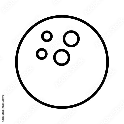 A simple vector graphic depiction of a bowling ball with finger holes