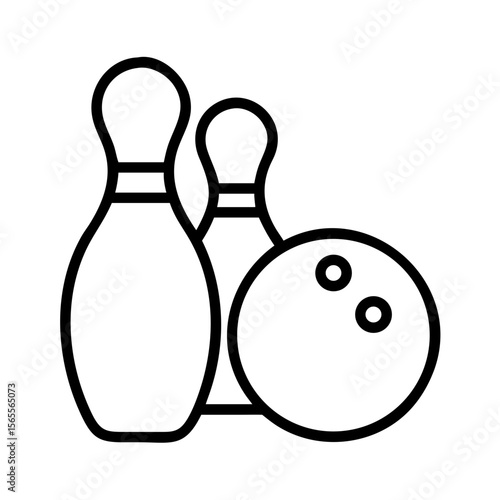 Bowling ball and pins icon depicting an enjoyable recreational pastime sport