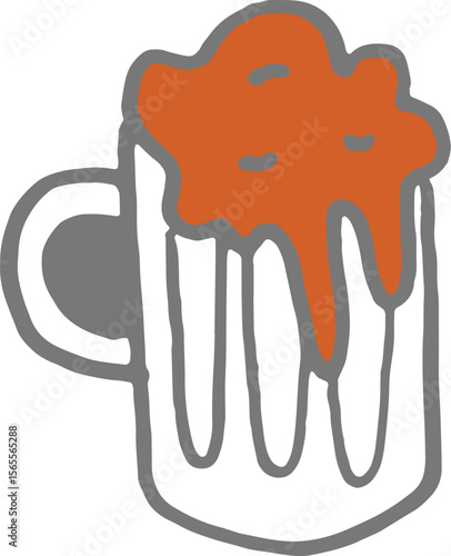 Fun Vector Icon of Beer Mug with Foamy Head Overflowing in Bold Style for Bar or Brewery Design

