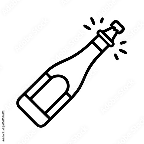 Celebratory Champagne Bottle Popping Icon Sparkling and Ready to Drink