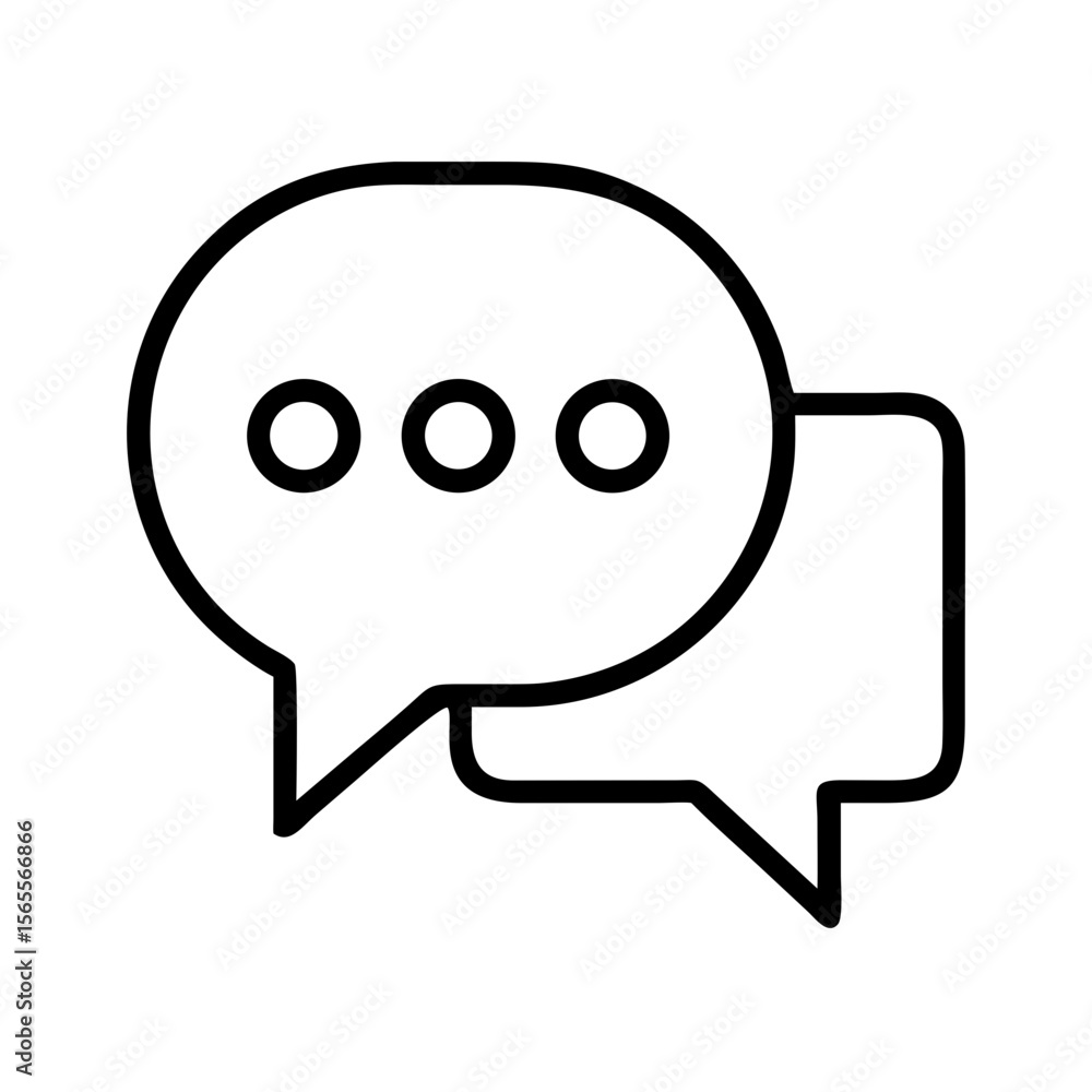 Fototapeta premium Conversations and communication represented by two minimalist speech bubbles with ellipsis