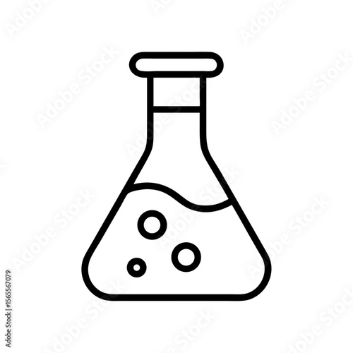 Illustration of a Laboratory Flask Containing Liquid with Bubbles Inside of It