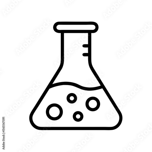 A scientific experiment in progress using a laboratory flask and liquid