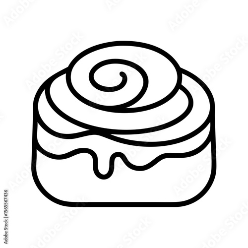 Black and white outline of a delicious looking cinnamon roll dessert