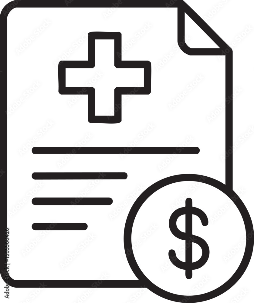 Obraz premium Medical Bill Icon Showing Healthcare Costs and Financial Aspects of Treatment and Insurance Claims Vector Illustration