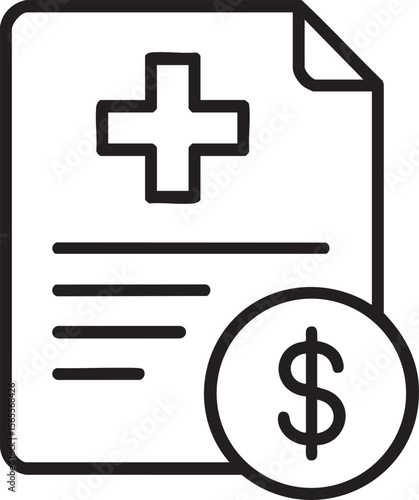 Medical Bill Icon Showing Healthcare Costs and Financial Aspects of Treatment and Insurance Claims Vector Illustration