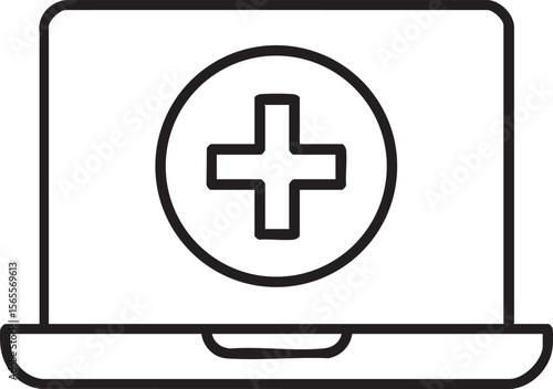 Online Healthcare Concept Laptop with Medical Cross Symbol for Telemedicine and Digital Health Solutions Illustration laptop