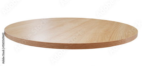 An empty circular wooden table for product display with a transparent background png