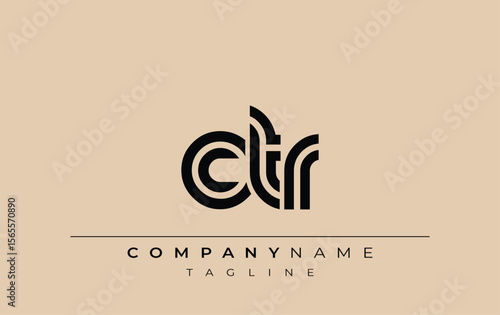 CTR Creative Unique Modern Letter Logo Design. Stylized logo featuring a unique letter design, presenting abstract minimalist aesthetics and modern appeal.