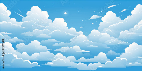 Blue sky with white clouds, a beautiful daytime cloudscape