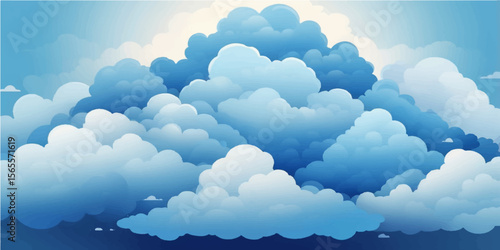 A beautiful bright blue sky with fluffy white clouds, a perfect daytime cloudscape
