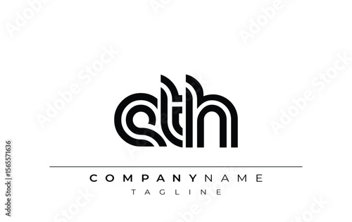 ETH Creative Unique Modern Letter Logo Design. Stylized logo featuring a unique letter design, presenting abstract minimalist aesthetics and modern appeal.