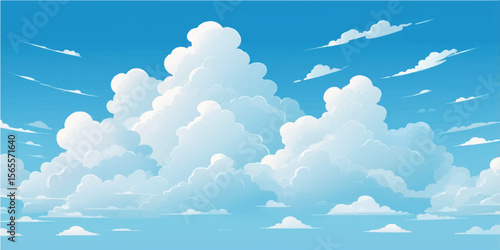 Blue sky with white clouds, a bright winter day in nature